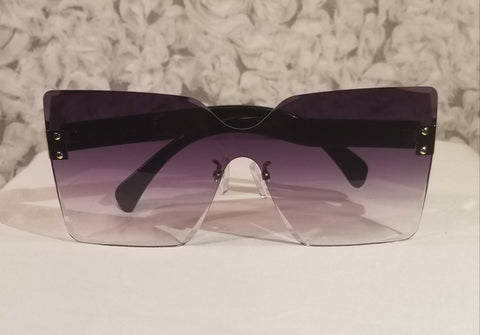 PURPLE Rain! Black Frame Sexy Edge Rimless Sunglasses