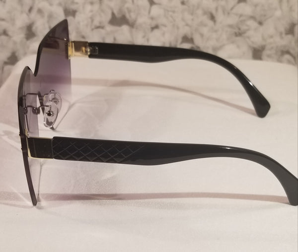 PURPLE Rain! Black Frame Sexy Edge Rimless Sunglasses