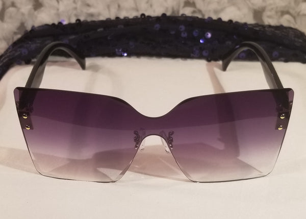 PURPLE Rain! Black Frame Sexy Edge Rimless Sunglasses