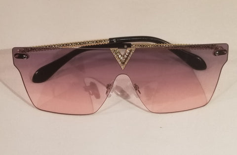 OMBRE Go Getta! Gold Rhinestone Decor Rimless Sunglasses