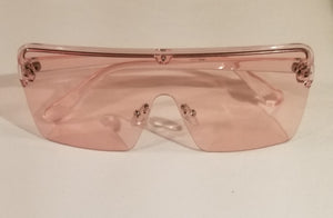 PINK Minaj Dreams! Pink Frame Flat Top Shield Sunglasses