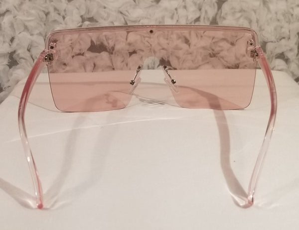 PINK Minaj Dreams! Pink Frame Flat Top Shield Sunglasses