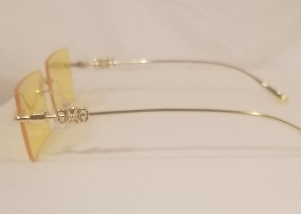 YELLOW Pineapple Faygo! UNISEX! Gold Frame Square Rimless Sunglasses