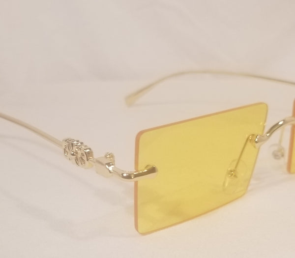 YELLOW Pineapple Faygo! UNISEX! Gold Frame Square Rimless Sunglasses