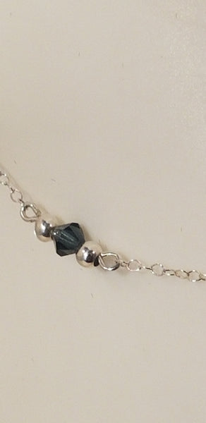 Covina Blu! Sterling Silver with Blue S.A. Crystal Anklet 9"-10-1/2"