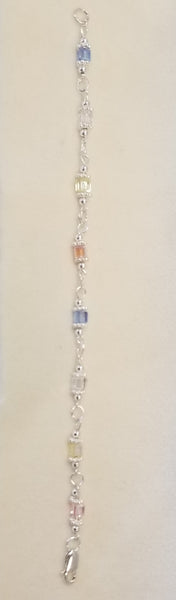 Color Me Calm! Sterling Silver with 4 Colors of S.A. Crystal Bracelet 7-1/2"