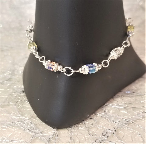 Color Me Calm! Sterling Silver with 4 Colors of S.A. Crystal Bracelet 7-1/2"