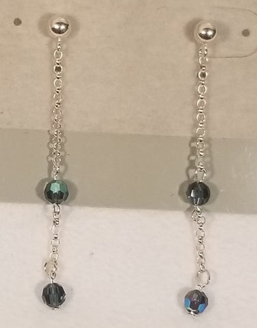 The Bomb Blue! Silver w/ Blue S.A. Crystal Earrings