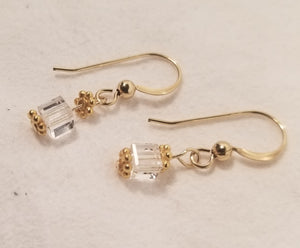 Boxed Clear! 14 KTGF w/ S.A. Crystal Clear Earrings