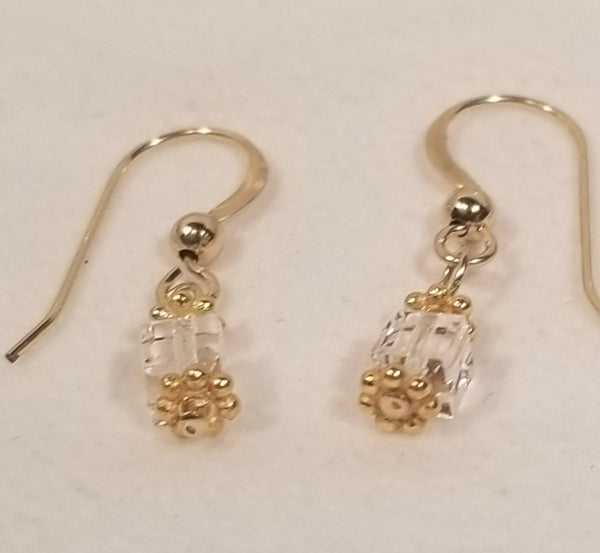 Boxed Clear! 14 KTGF w/ S.A. Crystal Clear Earrings