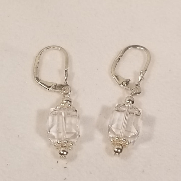 Clearly Cubic! Silver w/ Clear S.A. Crystal Earrings