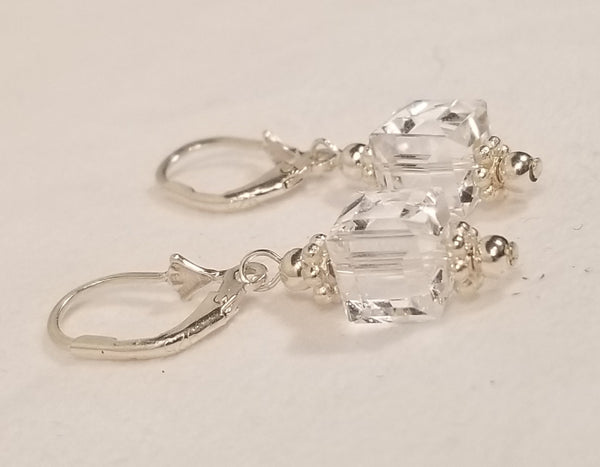 Clearly Cubic! Silver w/ Clear S.A. Crystal Earrings