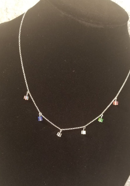 Color Flex! Sterling with Multi-Colored S.A. Crystal Necklace 18"