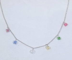 Color Flex! Sterling with Multi-Colored S.A. Crystal Necklace 18"