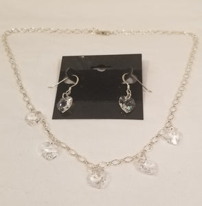 HArts On You! Sterling with S.A. Crystal Clear Heart Set 16"-17"