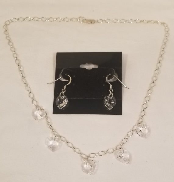 HArts On You! Sterling with S.A. Crystal Clear Heart Set 16"-17"