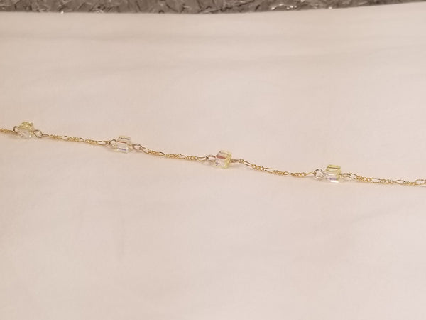 Sun Day! 14 KTGF w/ Yellow AB S.A. Crystal Cube Anklet 9-1/2">10-1/2">11-1/2"