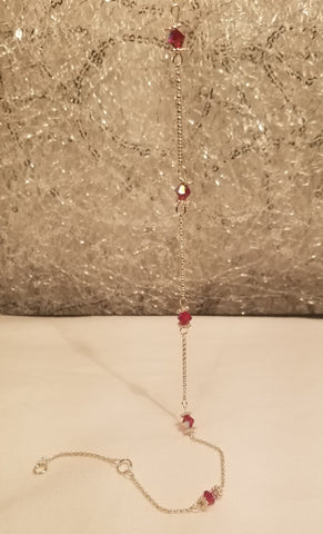 Cherry Ice! Silver with Red S.A. Crystal Anklet 9"-11"