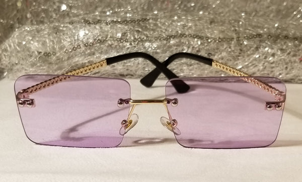 LAVENDER Crush! Gold Frame Tinted Rimless Sunglasses