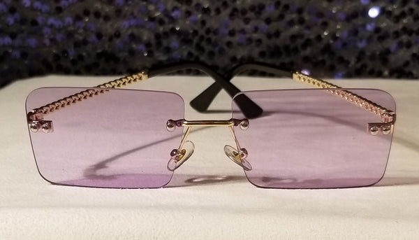 LAVENDER Crush! Gold Frame Tinted Rimless Sunglasses