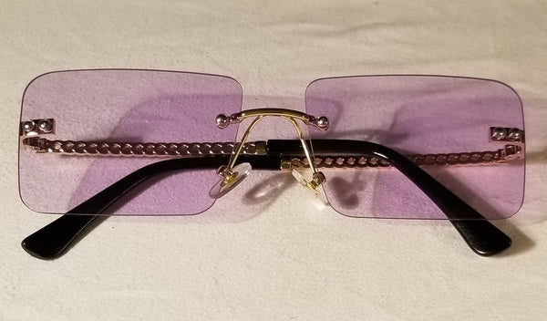 LAVENDER Crush! Gold Frame Tinted Rimless Sunglasses