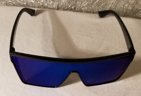 BLUE Ocean Drive! #1 UNISEX seller! Black Frame, Blue Flat Top Shield Sunglasses