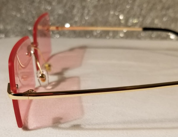 PINK October!! Gold Frame Rectangle Rimless Sunglasses