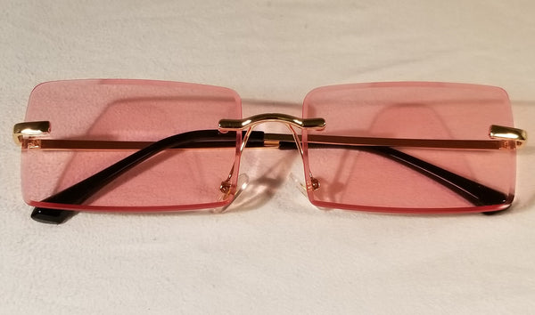 PINK October!! Gold Frame Rectangle Rimless Sunglasses