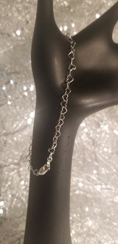 Heart Squad! Sterling Silver Small Hearts All Around Anklet 11" (10"-12")