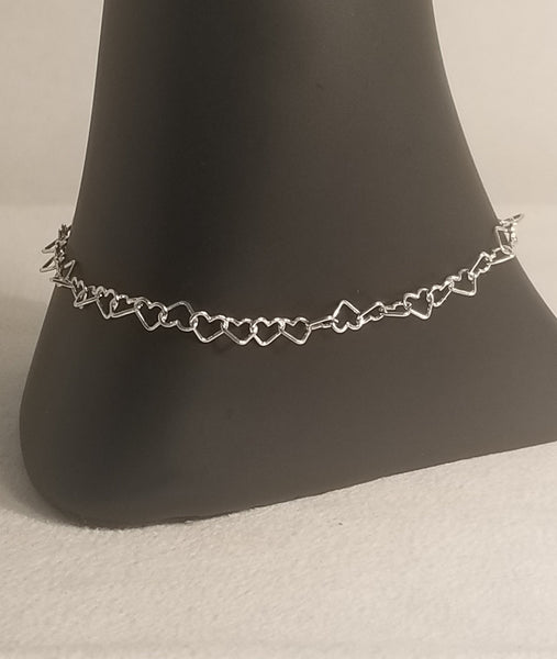 Heart Squad! Sterling Silver Small Hearts All Around Choker 17" (17"-19")