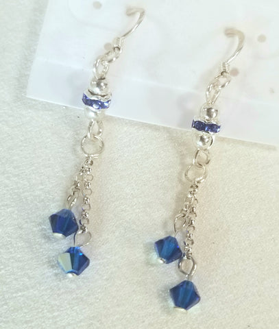 True BLUE! Silver & Blue Crystal Earrings