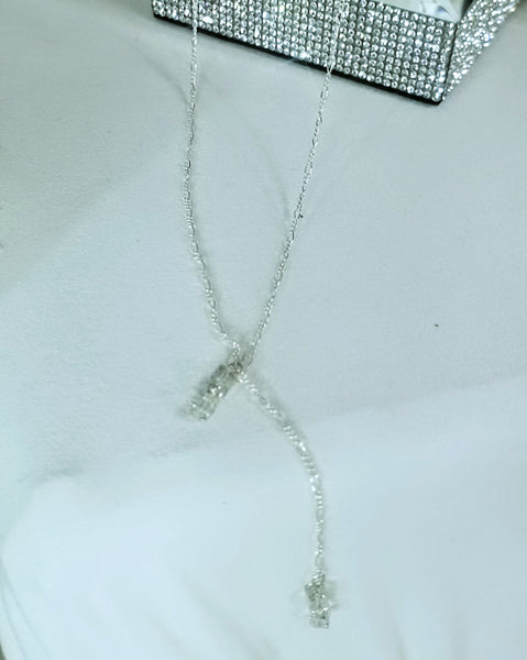 One 4You Trouble! Sterling with Clear Doubled Drops S.A. Crystal Necklace 15"-27" (see details)