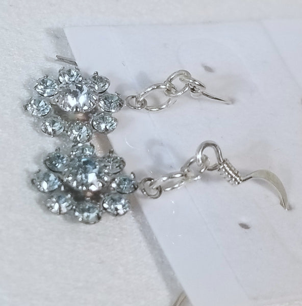 Light Blue Flowers! Sterling Silver & Crystal Flower Earrings