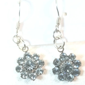 Light Blue Flowers! Sterling Silver & Crystal Flower Earrings