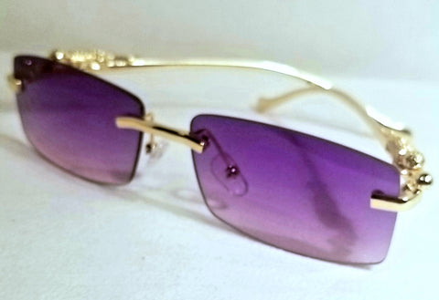 PURPLE Dragon! UNISEX! Purple Tinted Lens Rimless Sunglasses