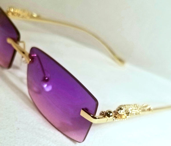 PURPLE Dragon! UNISEX! Purple Tinted Lens Rimless Sunglasses