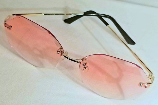 PINK Party Girl! Pink Gradient Lens Rimless Sunglasses