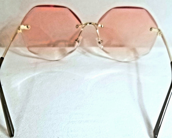 PINK Party Girl! Pink Gradient Lens Rimless Sunglasses