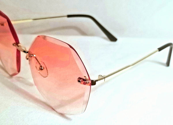 PINK Party Girl! Pink Gradient Lens Rimless Sunglasses