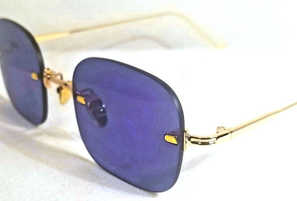 BLUE Cool Breeze! MEN's! Blue Tinted Lens Rimless Sunglasses