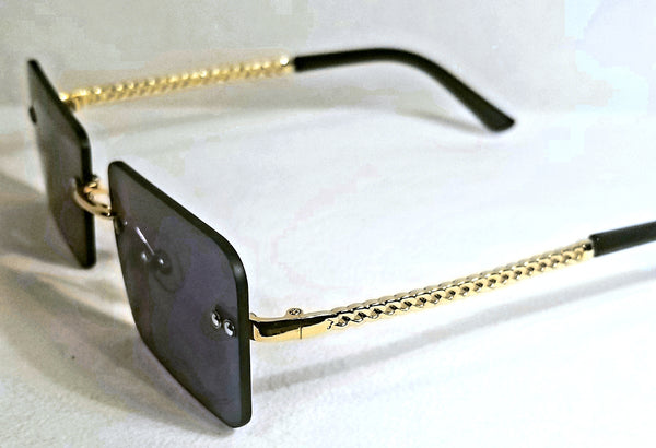 BLACK BeAtS! Gold Frame Rimless Sunglasses