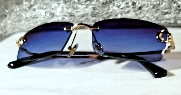 BLUE Dreamz! MEN'S Gold Rimless, Navy Blue Sunglasses