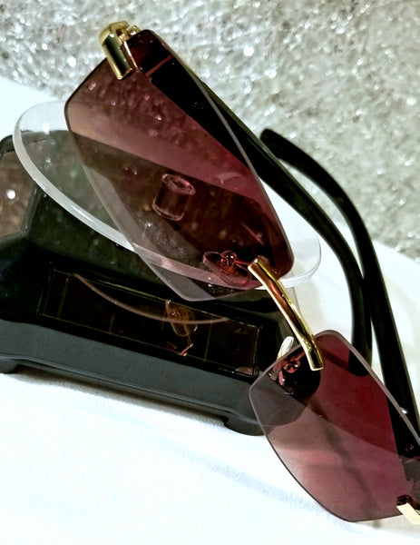 BROWN Swag! UNISEX Gold Rimless, Brown Sunglasses