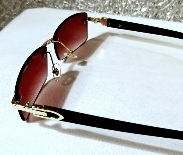 BROWN Swag! UNISEX Gold Rimless, Brown Sunglasses