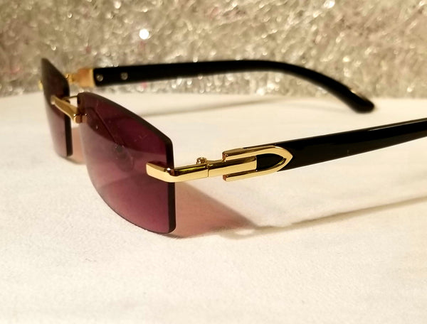 BROWN Swag! UNISEX Gold Rimless, Brown Sunglasses