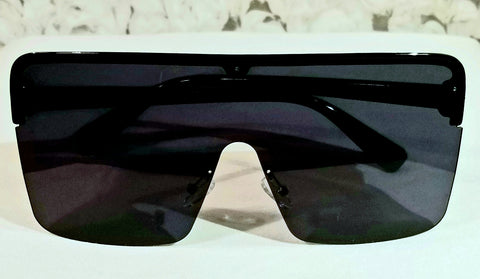 BLACK Whole Latto Money! UNISEX! #1 Seller!! Black Frame Flat Top Shield Sunglasses