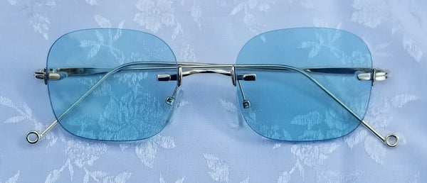 BLUE Cool Breeze LT! MEN's! Light Blue Tinted Lens Rimless Sunglasses