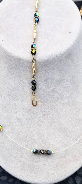 I Get It! Gold with Black Swarovski Crystal AB Rounds Necklace & Bracelet "20 & 7"