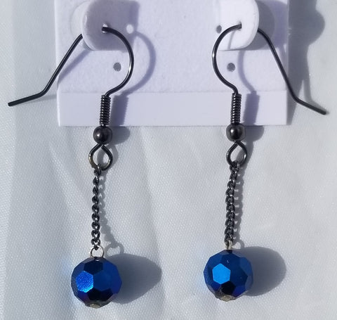 Balls Out BLUE! Crystal Round Blue Earrings