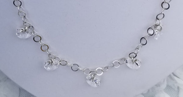 HArts On You2! Sterling with S.A. Crystal Clear Heart Set 16"-18"